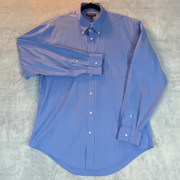 Lands End Pinpoint Oxford Shirt No-Iron Cotton Sz 16.5 - Picture 1 of 14